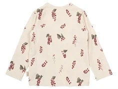 Råhvid bluse fra Petit Piao med print af røde sommer ribs PP203 berry bagfra
